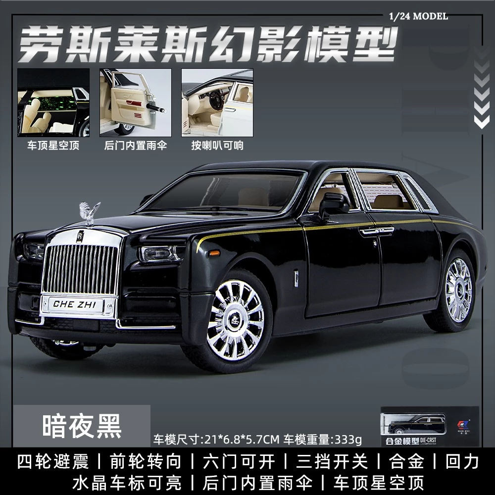 Mô hình xe ô tô Rolls Royce Phantom bản bầu trời sao tỉ lệ 1:24 khung thép chắc chắn màu Đen