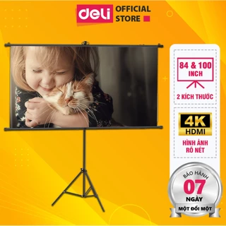 Màn Chiếu Di Động Treo Tường Deli Giá Đỡ 3 Chân Không Đục Lỗ Hỗ Trợ Trình Chiếu 4K Cho Thuyết Trình