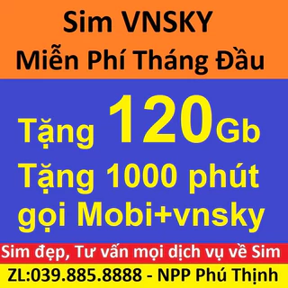 Sim data miễn phí tháng đầu, Sim vnsky tặng 120Gb tốc độ cao