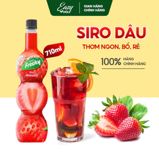 Siro Dâu Tây Freshy Strawberry Syrup Nguyên Liệu Pha Chế Trà Sữa Chai 710ml