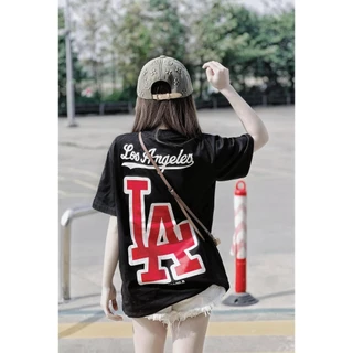 Áo Thun Mlb Nam Nữ In Logo LA Tay Ngắn From Rộng Siêu Nét Chất Vải Cotton 100%