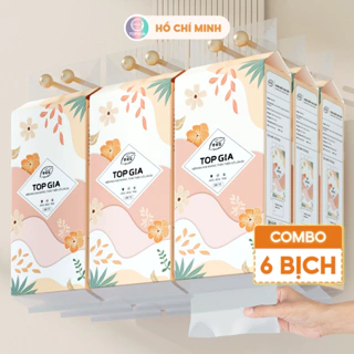 Khăn giấy Top Gia 6 bịch, khăn giấy vệ sinh treo tường cao cấp Sắc Hạ tặng kèm móc treo tường