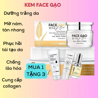 Trọn bộ kem Face Gạo [Mẫu lớn]Kem Face Gạo 25gr+Tinh chất 20ml+Sữa tắm 40ml+Kem chống chói  dưỡng da hoàn hảo