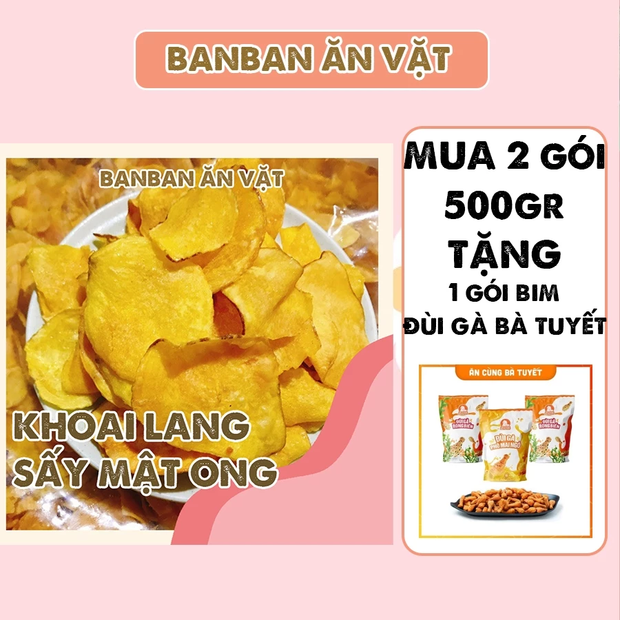 Khoai lang sấy mật ong, khoai lang vàng mật ong sấy giòn Đà Lạt (500g)