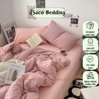 Bộ ga gối màu trơn Cotton TC notag Bộ ga gối cotton TC bộ ga gối hàn quốc nhà Saco Bedding mẫu mới 2023 có vỏ chăn