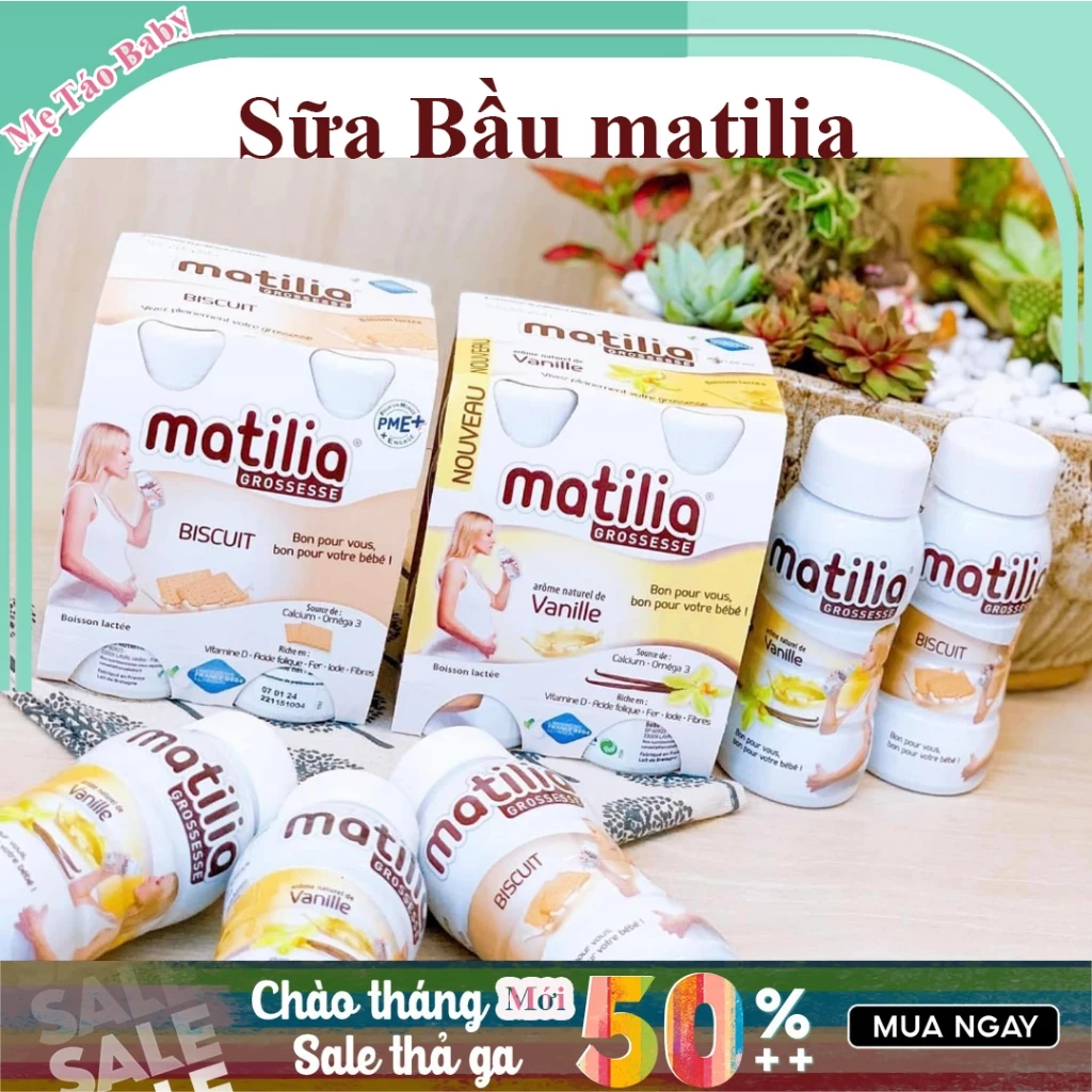 Lốc 4 Chai Sữa Bầu Matilia Pháp (chai 200ml) Đủ Vị Date Dài Hạn