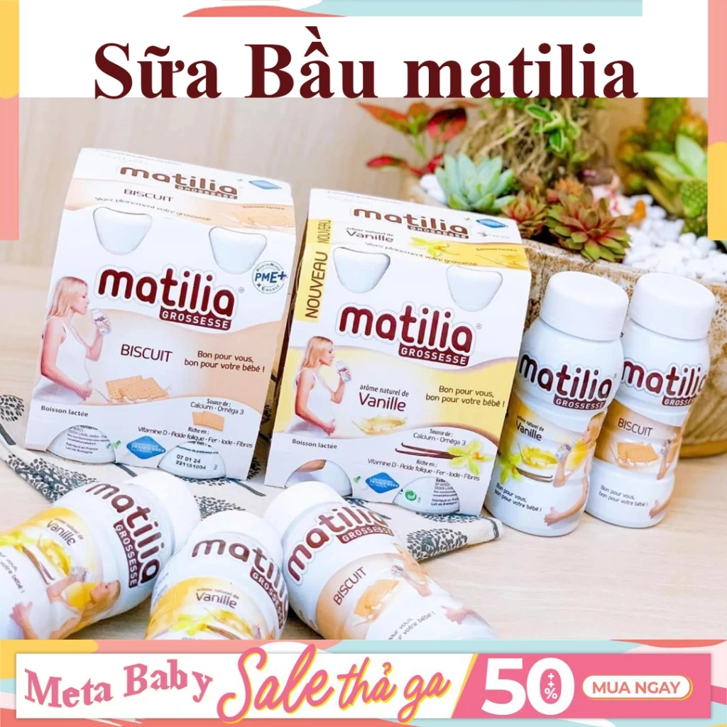 Lốc 4 Chai Sữa Bầu Matilia Pháp (chai 200ml) Đủ Vị Date Dài Hạn