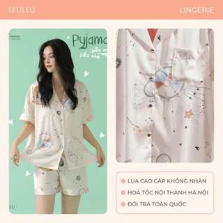 Bộ Pijama Cho Nữ CỘC dễ thương họa tiết Star-gazing, Đồ bộ mặc nhà thời trang pyjama quần dài nữ Leuleu Lingerie
