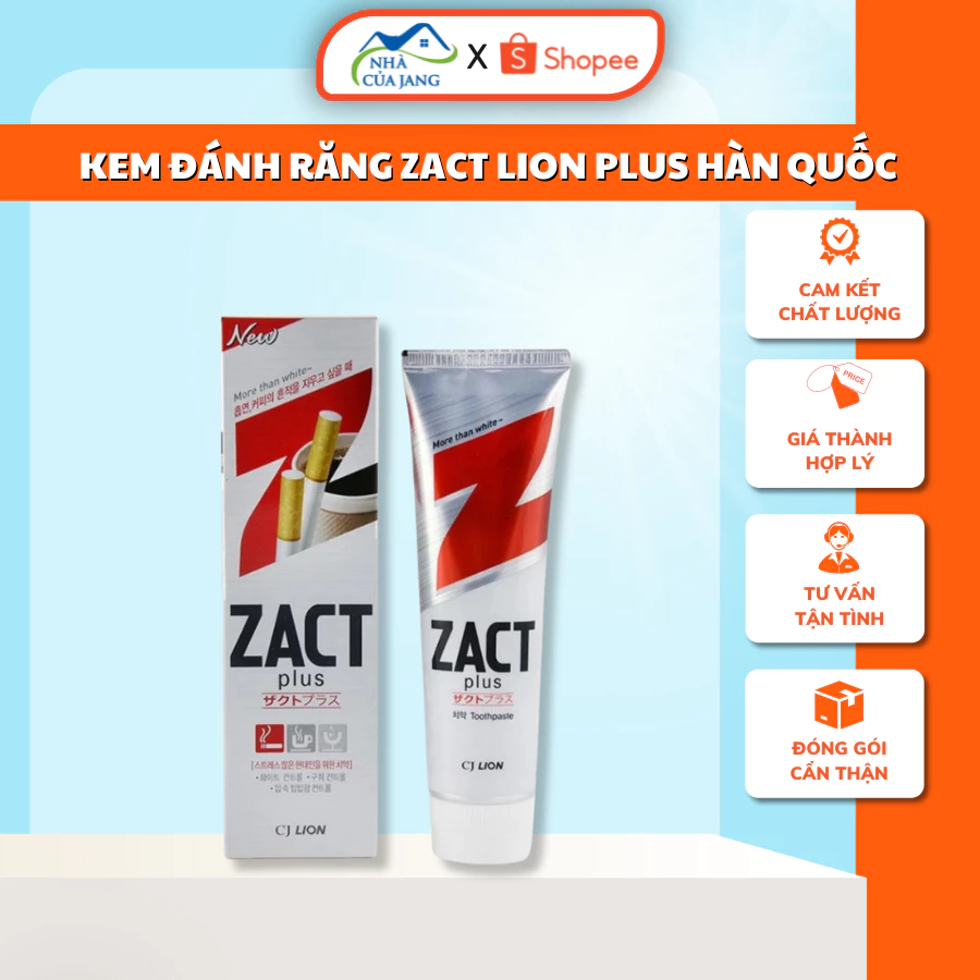 Kem Đánh Răng Zact Lion Plus Smokers Toothpaste Hàn Quốc 150g - Kem Đánh Răng Cho Người Hút Thuốc, Răng Ố Vàng, Nhà Jang