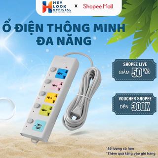 Ổ Cắm Điện Đa Năng GODWELL 6 Lỗ Kèm Cổng Sạc USB Dây Dài 1,8M 3M 4M An toàn Tiện Lợi