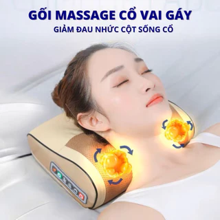 Gối massage cổ vai gáy 20 bi hồng ngoại, máy mát xa hỗ trợ giảm đau cổ vai gáy lưng cột sống - 8668