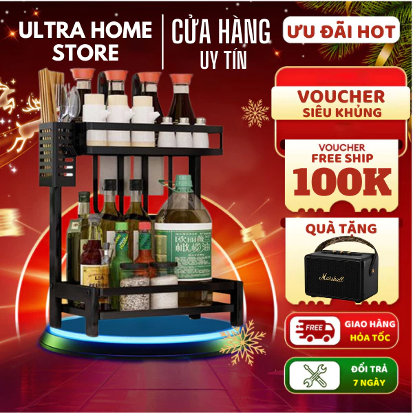 SIV Kệ Đựng Gia Vị 2/3 tầng, Kệ hũ gia vị để bát đũa dao thớt 3 màu