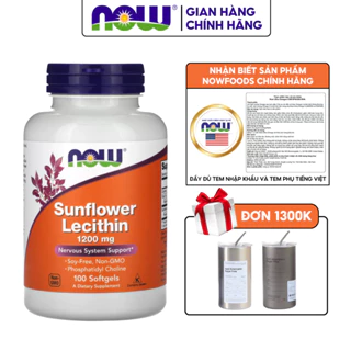 Viên uống chống tắc tia sữa Now Sunflower Lecithin 1200mg 100 viên