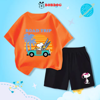 Đồ bộ bé trai ngắn tay BOBDOG, quần áo cho bé chất thun cotton in hình Snoopy  A 65- Q15 cho bé