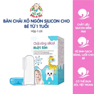 Bàn chải xỏ ngón silicon Midkid cho bé từ 1 tuổi, tưa lưỡi mềm mại, an toàn, có hộp đựng sạch sẽ