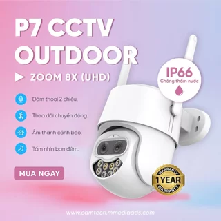 P7 CCTV outdoor Camera -IP66 chống nước, Giám sát an ninh thu phóng 8x 4K, đàm thoại 2 chiều