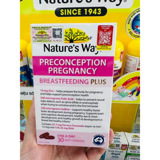 Viên Uống Bổ Sung Vitamin Tổng Hợp Cho Bà Bầu Nature's Way PreConception Pregnancy Breastfeeding Plus – Hộp 30 Viên