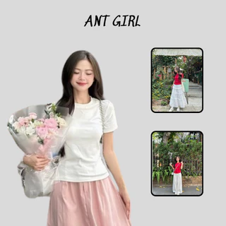 ÁO THUN BABYTEE TRƠN FORM ÔM BODY CỔ TRÒN CHẤT ZIP LÔNG ANTGIRL_FG061