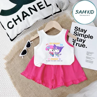 Đồ bộ bé gái SAM kids ba lỗ quần đùi bèo MY MELODY có size đại mặc mùa hè 8-40kg