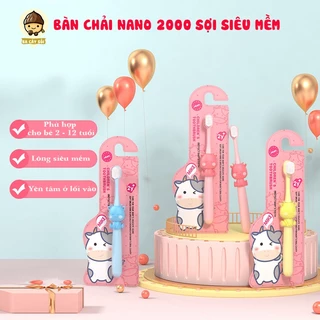 Sét 4 bàn chải đánh răng Nano 5D siêu mảnh với 2000 sợi tơ siêu mềm, bàn chải đánh răng lông tơ mini cho bé