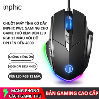 Chuột máy tính có dây INPHIC PW1PRO gaming cho game thủ kèm đèn led RGB 12 màu với độ DPI lên đến 4000DPI