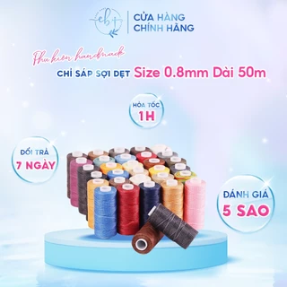 Chỉ Sáp Sợi Dẹt May Túi Ví Da 0.8mm, Chỉ May Đồ Da Thủ Công Công Cụ Da Cuộn Dài 50m Đa Dạng Màu Sắc - EB24