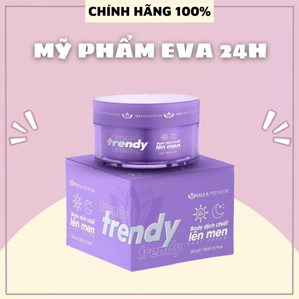 Kem Body Trendy Tím MEEA Nâng Tone Da, Kem Body Trắng Da Toàn Thân + Tặng Nước Hoa 5ml