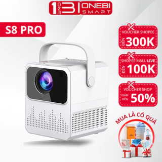 Máy Chiếu Mini S8 Pro ONEBI Full HD Kết Nối Wifi, Bluetooth Dễ Dàng Có sẵn Youtube, Netfix Kèm Remote Cực Chill