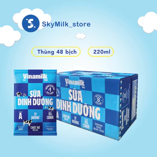 Sữa dinh dưỡng vinamilk it đường 220ml (1 thùng 48 bịch)