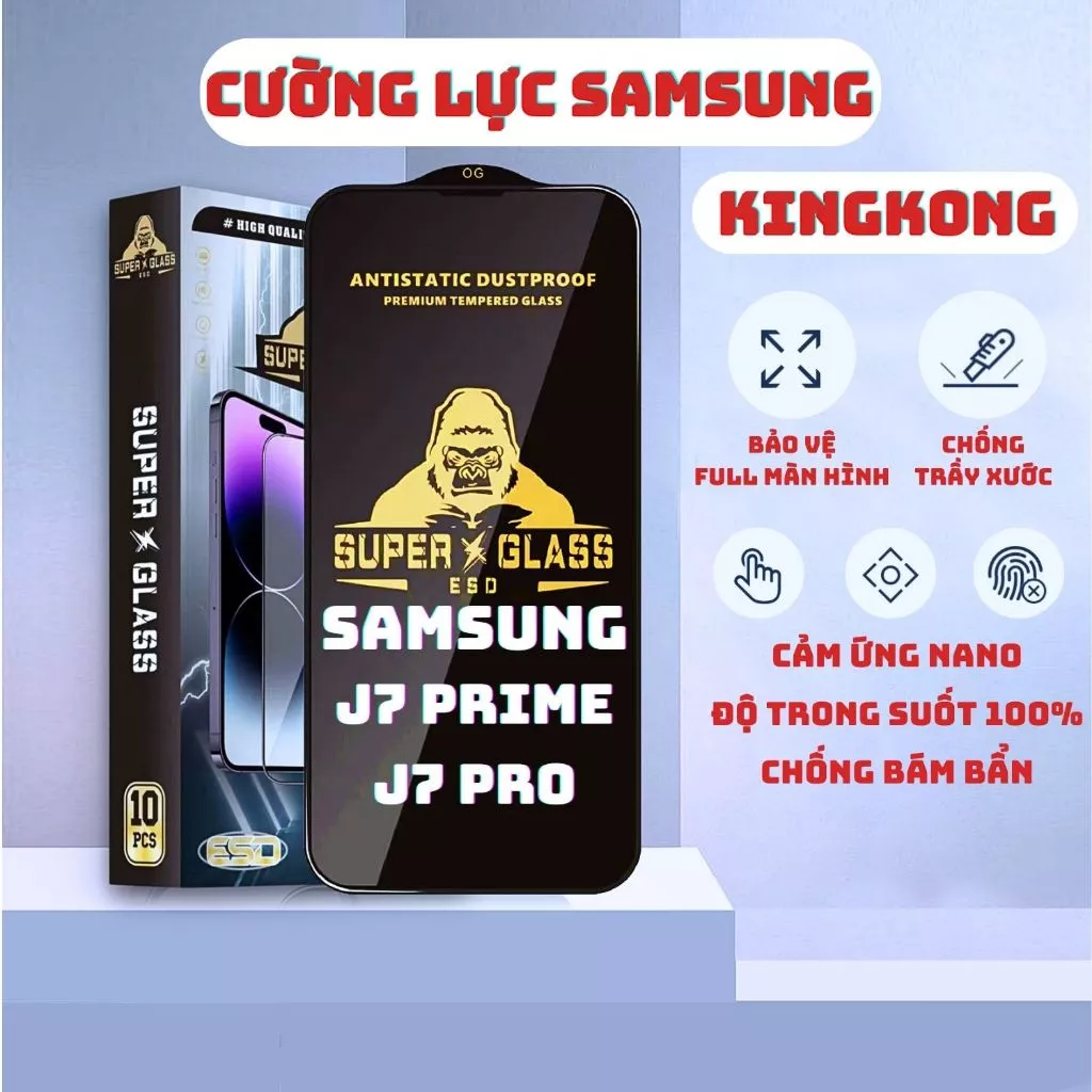 Kính cường lực  Samsung J7 Prime, J7 Pro Kingkong full màn | Miếng dán bảo vệ màn hình ss galaxy | ICCA