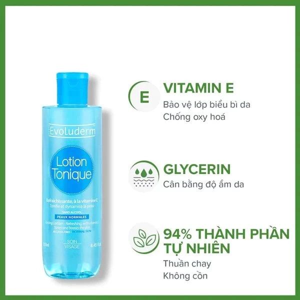 Evoluderm Nước hoa hồng Vitamin E cho da thường 250ml