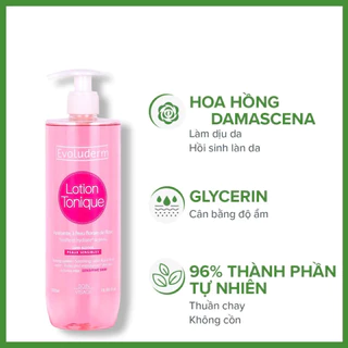 Evoluderm Nước hoa hồng Lotion Tonique Apaisante Peaux Sensibles 500ml