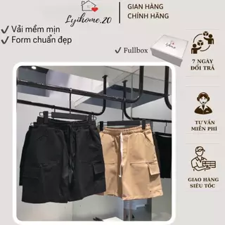 Quần short kaki túi hộp unisex nhà lyihome, quần đùi ngố lưng chun dễ phối đồ, phong cách trẻ trung cá tính