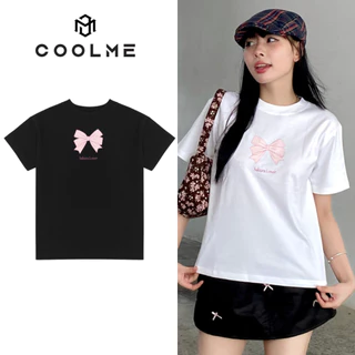 Áo baby tee nữ in hinh nơ Coolme, áo thun babytee basic 100% cotton 250gsm local brand hồng be trắng đen