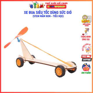 Stem World - Xe đua gỗ chạy sức gió. Đồ chơi lắp ráp giáo dục khoa học sáng tạo cho bé mầm non, tiểu học. thegioistem