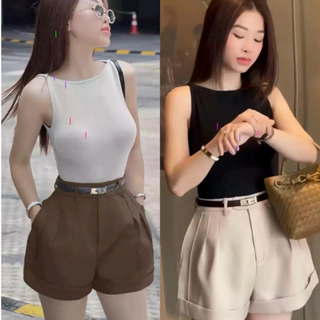 Quần Đùi Gập Gấu KAKI Bigsize Ép Mùng Chiết Ly Dáng Bồng HOTTREND V399