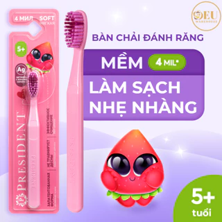 [Tem Phụ - Full VAT] Bàn chải đánh răng trẻ em PresiDENT Kids 0 - 12 tuổi Lông bàn chải ion bạc kháng khuẩn, an toàn