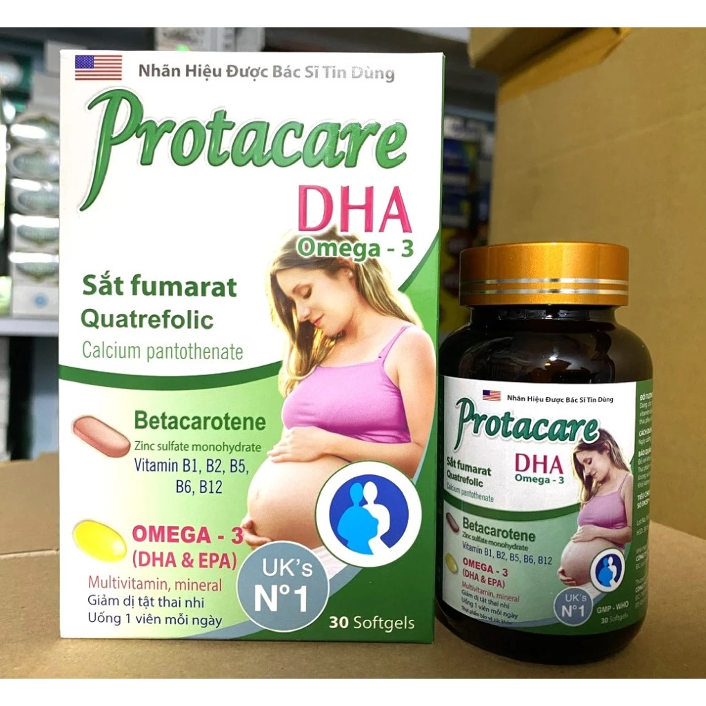 viên uông PROTACARE DHA BỔ SUNG CANXI VÀ vitamin cho mẹ bầu trước và sau sinh