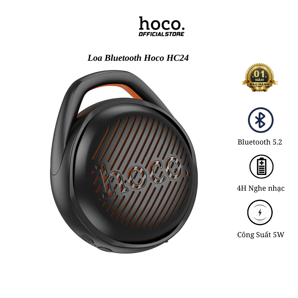 Loa bluetooth Hoco HC24, loa mini để bàn hỗ trợ khe cắm USB, thẻ nhớ, cổng AUX 3.5mm - Chính hãng.