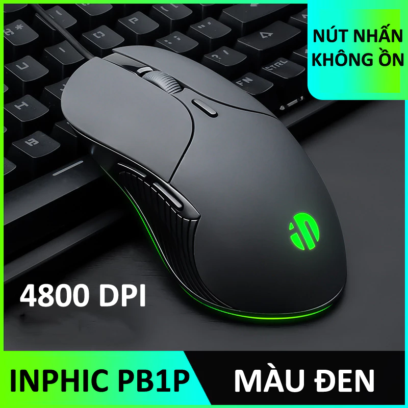 Chuột có dây INPHIC B1/ PB1P 6 nút với độ DPI lên đến 4800 phù hợp chơi game cho game thủ chuyên nghiệp