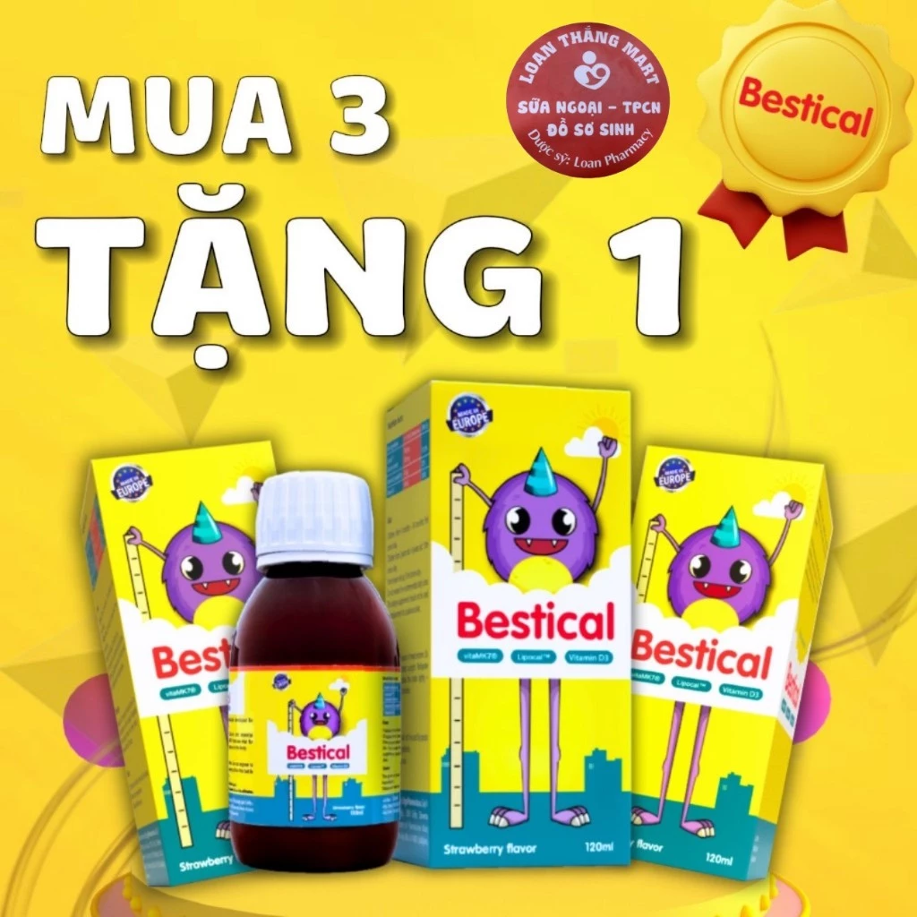 [MUA 3 TẶNG 1] Canxi Bestical - Canxi sinh học cho bé, hỗ trợ xương chắc khỏe, phát triển chiều cao