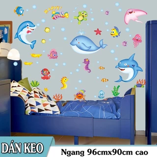 Decal trang trí tường Cá Heo Xanh