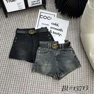 [ HOT ] Quần Short Jean Khóa Túi Sau Kèm Đai Hàng QC Loại 1, Quần Bò Nữ Dáng Ngắn Siêu Tôn Dáng N72