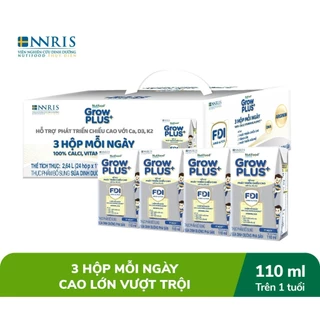 Thùng 24 hộp Sữa Bột Pha sẵn Nutifood GrowPLUS+ Cao Lớn Vượt Trội trên 1 tuổi 110ml