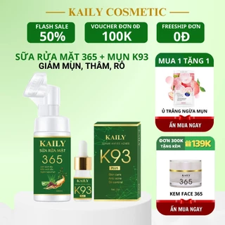 Combo - Tinh Chất Mụn K93 + Sữa Rửa Mặt 365 - Giảm Mụn, Mờ Thâm - KAILY COSMETIC (Tặng 1 Ủ Trắng Ngừa Mụn)