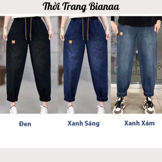 [CÓ BIGSIZE] Q10 - Quần Jean Nữ Dáng Baggy Cạp Chun Lưng Cao Chữ Z Có Dây Rút Năng Động Thoải Mái