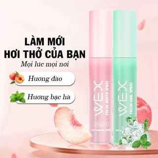 Xịt thơm miệng hương vị đào WEX ngừa hôi miệng và sâu men vi sinh duy trì hơi thở thơm mát