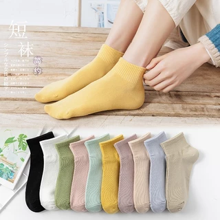 Vớ Cotton Màu Trơn Thoáng Khí Thời Trang Cho Nữ