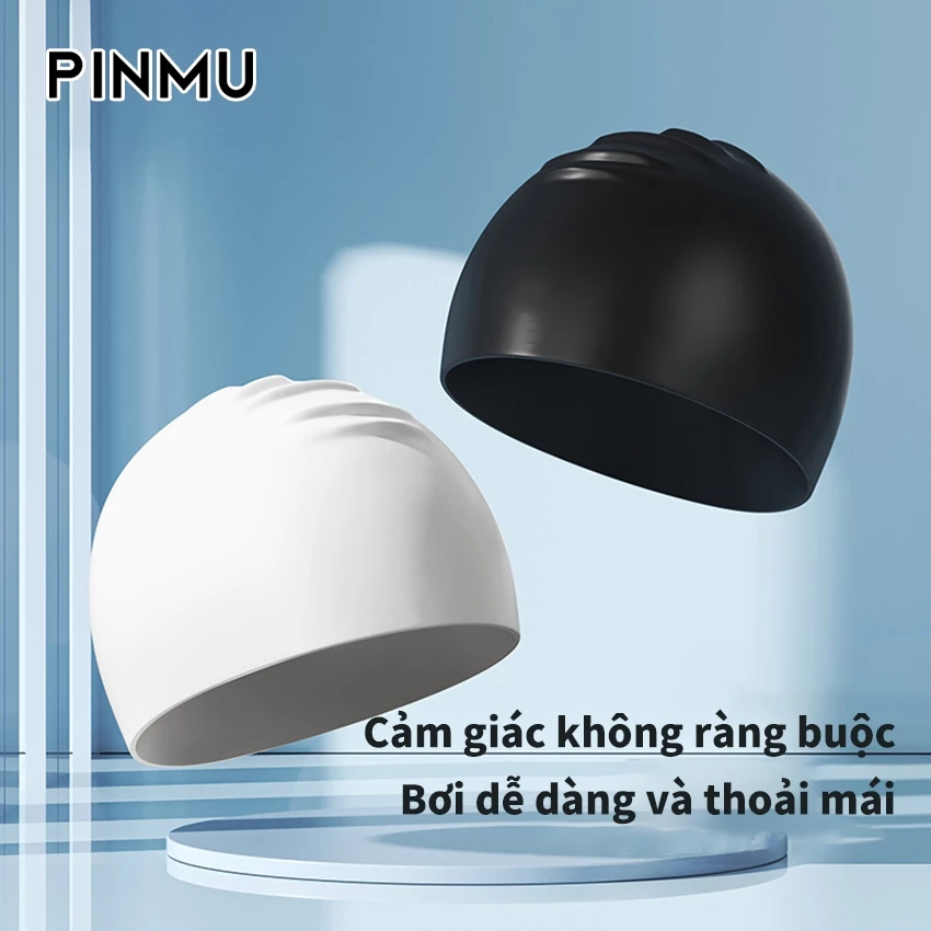 Mũ bơi PINMU nón bơi người lớn silicone cao cấp cho nam,nữ ngăn nước trùm được búi tóc dài