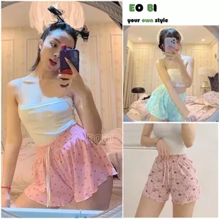 Quần Short thun xòe nhiều hoạ tiết cạp chun, Quần ngủ vải cotton mịn mát co giãn siêu đáng yêu - EOBI